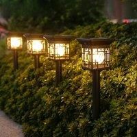 2PCS Solar Pathway Lights Outdoor Waterproof 3 Lighting Modes Decoration Lawn Lamp for Courtyard