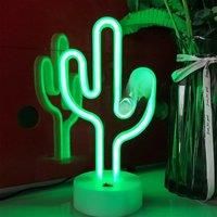 Cute Cactus Neon Sign Lights Battery & USB Powered LED Table Lamp for Party Birthday Gift Living