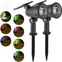 1LED Solar Spotlights, 2 Install Ways Lawn Lamp, All - weather Outdoor Light, for Courtyard, Garden,