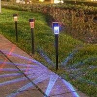 10Pack Solar Garden Pathway Lights Outdoor LED Lawn Lamp Ground Plug Bollard Lighting for Patio,