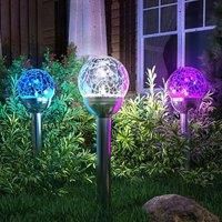 2PCS Cracked Glass Solar Globe Lights Outdoor Waterproof LED Colored Decorative Lamp for Garden