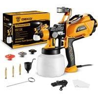 DEKO 1200ml HVLP Spray Gun with LED light High Power Electric Paint Sprayer,3 Nozzle & Large