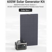 ALLPOWERS R600 Powerstation With Solarpanel 100W, LiFePO4 Battery 299Wh Camping Generator 600W Power Supply for Home Backup RV