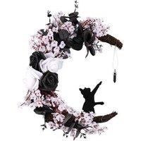 Halloween Black & White Rose Flower Garland Wall Decor - Plastic, Resin & Cloth, Rustic Gothic Style