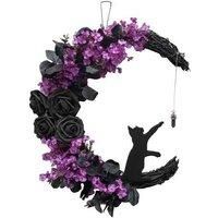 Simulated Black Rose Garland Wall Art - Handcrafted Resin & Faux Plant Halloween Decor