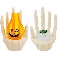 Halloween Ghost Hand Pumpkin LED Lantern - PVC Mood Lighting Home Decor Prop - 10.5cm