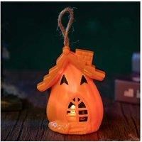 LED Pumpkin House Table Ornament - PVC Decorative Light, Portable Halloween Decor, 8cm x 6.5cm x 9.5cm