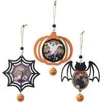 Wooden LED Light-Up Pendant - Halloween Wall Art & Hanging Decor (Pumpkin, Bat, Spider) - Eco-Friendly Plywood
