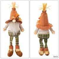 Maple Leaf Straw Hat Rudolph Decorative Gnome Doll - Festive Fabric Home Ornament, 43cm