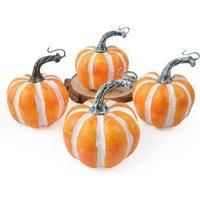 Harvest Festival Halloween Pumpkin Decor Set - Realistic Plastic, Vibrant Autumn Colours, Unbreakable, Table Centrepiece (Set of 4)
