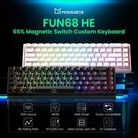 Akko MonsGeek FUN68 HE Magnetic Keyboard 65% Rapid Trigger 0.005mm 8K ARGB Mechanical Gaming Custom Keyboard for Pc Gamer Esport