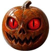 Handcrafted Resin Pumpkin Table Figurine - Red Eyes, Halloween Home Decor