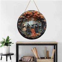 Acrylic Round Halloween Doorplate Sign - Durable Wall Art for Spooky Home Decor