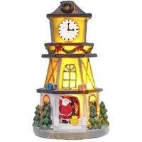 LED Christmas Resin House Ornament - Battery-Operated Festive Clock Tower Decoration, 11.5cm