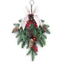 50cm Inverted Christmas Tree Red Berry Festive Wreath - Durable Resin, Traditional Holiday Decoration