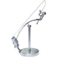 Fisherman Balancing Sculpture - Metal Alloy Desk Ornament, Hand-Polished Modern Art