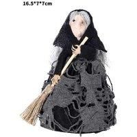 Exquisite Silk Witch Broom Treetop Star Ornament - Decorative Halloween & Christmas Home Accent