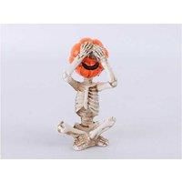 Resin Pumpkin Skull Meditation Yoga Figurines - Decorative Tabletop Home Decor, 3-Piece Set