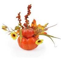 Plastic Pumpkin & Maple Leaf Tabletop Decor - Durable Festive Home Ornament