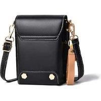 Unisex Black Vintage Pu Leather Mini Phone Crossbody Purse - Multi-Compartment, Lightweight, 9 Colours