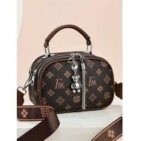 Unisex Black Retro Shoulder Crossbody Bag -Wide Strap & Bear Charm - 9 Colours