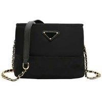 Unisex Black Luxury Quilted Nylon Bucket Bag - Adjustable Crossbody Purse, Spacious & Lightweight, 2 Sizes