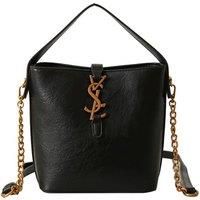 Unisex Black Elegant French-Inspired Magnetic Bucket Bag - 2 Colors