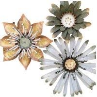 Hand-Crafted Wrought Iron Flower Wall Art Set - Metal 3D Decorative Home Decor