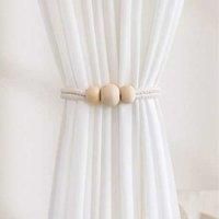 Magnetic Curtain Tie Rope Wood Color 2Pcs Per Set