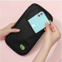 Unisex Black Multifunctional Fabric Card Holder Clutch - Slim Travel Wallet, Unisex, Lightweight