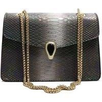 Unisex Pink Light Luxury Retro Chain Square Bag With Snake Pattern & Diamond Shine - 8 Colours