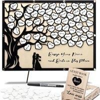 Charming Wooden Hearts Wedding Guestbook Board