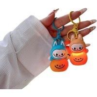 Unisex Green Lafufu Pumpkin Lantern Led Keychain - Glows In Four Playful Colours