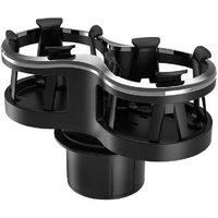 Adjustable Double Cup Holder - Black ABS Plastic Car Storage Solution