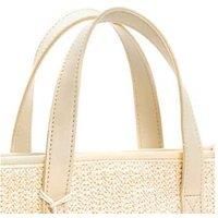 Unisex Beige Straw Tote Bag - Large Capacity, Lightweight Summer Handbag
