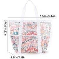 Multi-Pocket Foldable Beach Bag Green Leaves