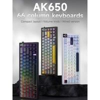 AK650 Wired Mechanical Keyboard Gasket Structure Side Volume Knob White/RGB Light Dual Foot Support Adjustment