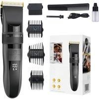 Professional Barber Hair Trimmer with LED Display Adjustable Blades for Precise Cuts Suitable for