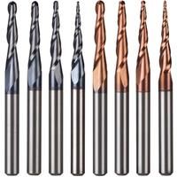 5pcs/Lot Tungsten Solid Carbide Inch Size 3.175mm Ball Nose Tapered End Mill Router Bits CNC Taper