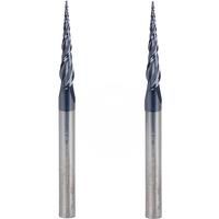 2pcs/lot R0.25*D4*20.5*50L*2F Tungsten solid carbide Coated Taper Ball Nose End Mills,taper and cone