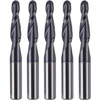 Dreanique 5pcs/Lot 4 6mm Shank 2 Flutes Tungsten Solid Carbide Taper Ball Nose CNC Engraving Cutter
