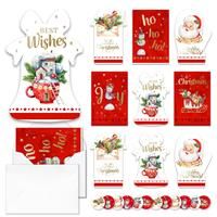 Alupssuc Charity Christmas Postcards Pack of 24, Each Christmas Postcard Pack Contains 6 Different Shapes and Designs for Family and Friends, with Envelopes and Beautiful Packaging, Red