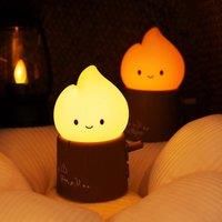 Flame Night Light Creative Tree Stump Night Lamp Desktop Decoration Portable Usb Charging Atmosphere