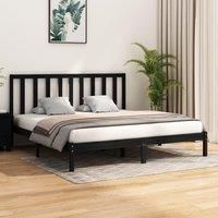 Bed Frame Black Solid Wood Pine 200x200 cm