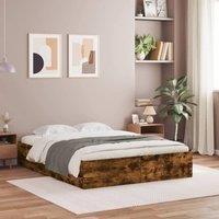 Berkfield Home Bed Frame with Drawers without Mattress Smoked Oak 140x200 cm in Brown