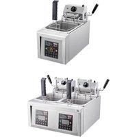 Electric Deep Fryer W/Single Dual Removable Tanks Countertop Automatic Lifting Fryer For Chicken French Fries Frying Chips
