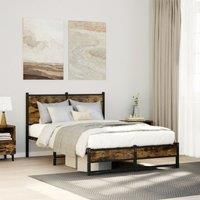 Berkfield Home Metal Bed Frame without Mattress Smoked Oak 120x200 cm in Brown | Size: Small Double