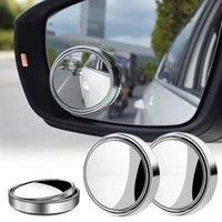1/2Pcs 360 Degree Adjustable Blind Spot Mirror Car Auxiliary Rearview Convex Mirror Round Frame