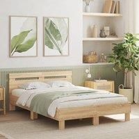 Berkfield Home Bed Frame with LED without Mattress Sonoma Oak 120x190 cm Small Double in Brown
