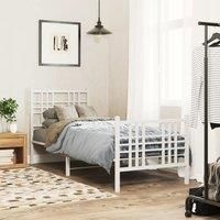 Berkfield Home Metal Bed Frame without Mattress with Footboard White 75x190cm | Size: 75x190 cm